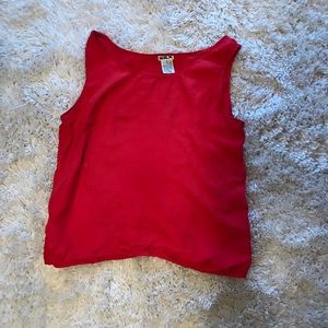 Silky red tank with paisley texture